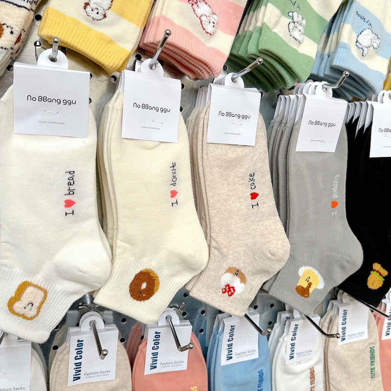 Korean Imported Women's Socks Cartoon Food Donut Burger Short Socks Preppy Style Low-Rise Socks C023