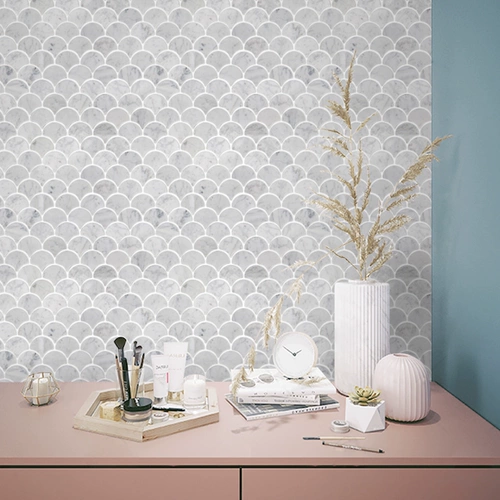 Вентилятор натурального камня -Мозаичная рыба шкала