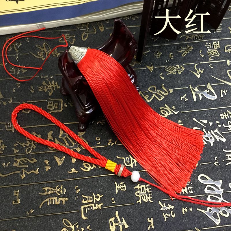 <!--精品柔顺垂直加长鱼嘴帽手把绳流苏穗子套装diy车挂中国结吊穗须-->