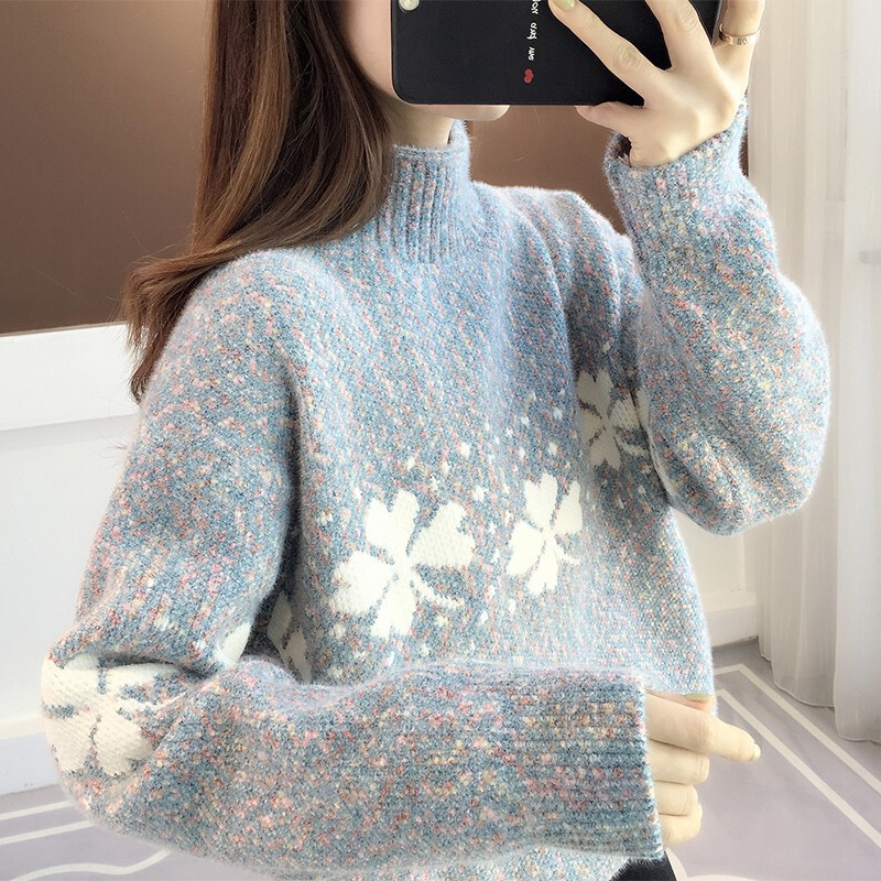 Hengyuanxiang 2025 Autumn and Winter Women's Sweater Chenille Thickened Warm Knitted Base Shirt Stylish Half-Turtleneck Wool Sweater