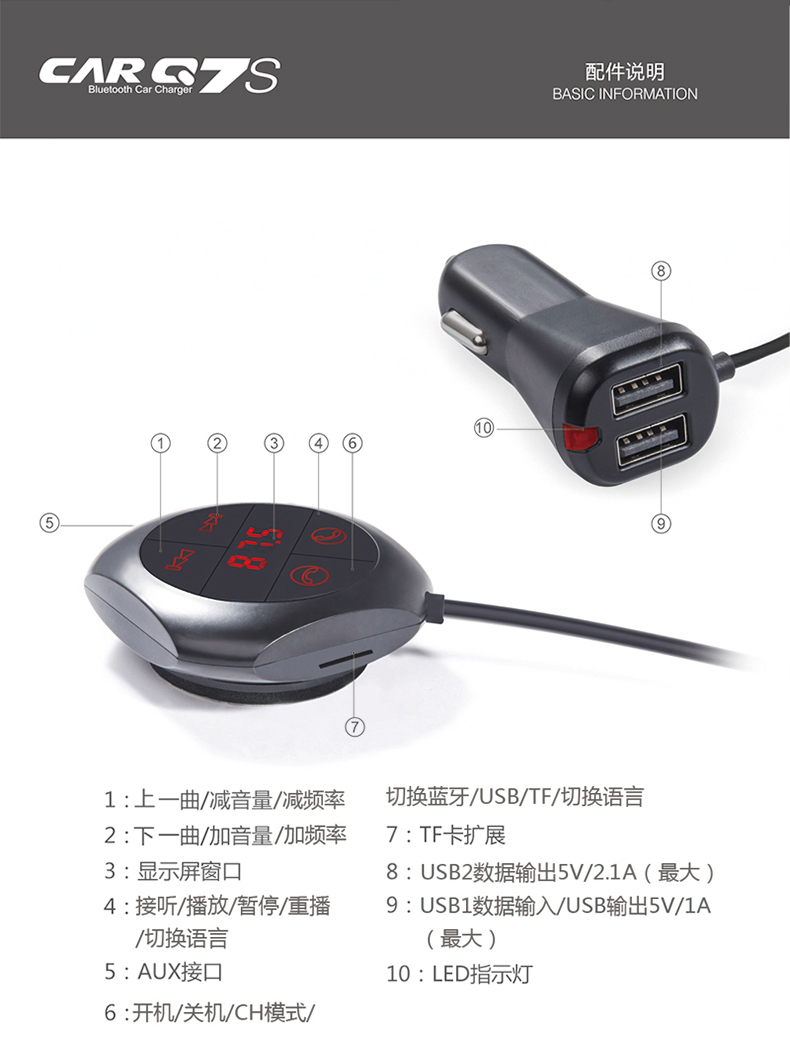 Smile 3c 新款q7s車載mp3藍牙播放器汽車mp3 車載藍牙免提藍牙車載mp3 Yahoo奇摩拍賣
