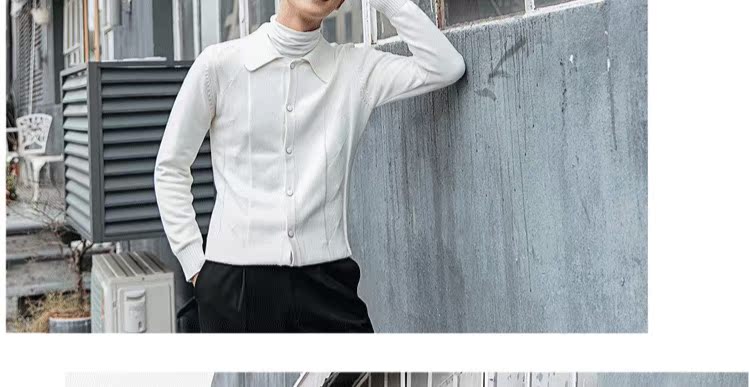 Horizon nam mùa thu và mùa đông ve áo thiết kế thủy triều sang trọng màu rắn Slim quý ông áo len cardigan thanh niên áo khoác Hàn Quốc áo cardigan nam
