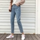 Quần Harlan nữ mùa xuân và mùa thu Hàn Quốc của quần jean chic retro hoang dã giản dị nữ quần eo cao sinh viên quần củ cải thiết kế thời trang nữ