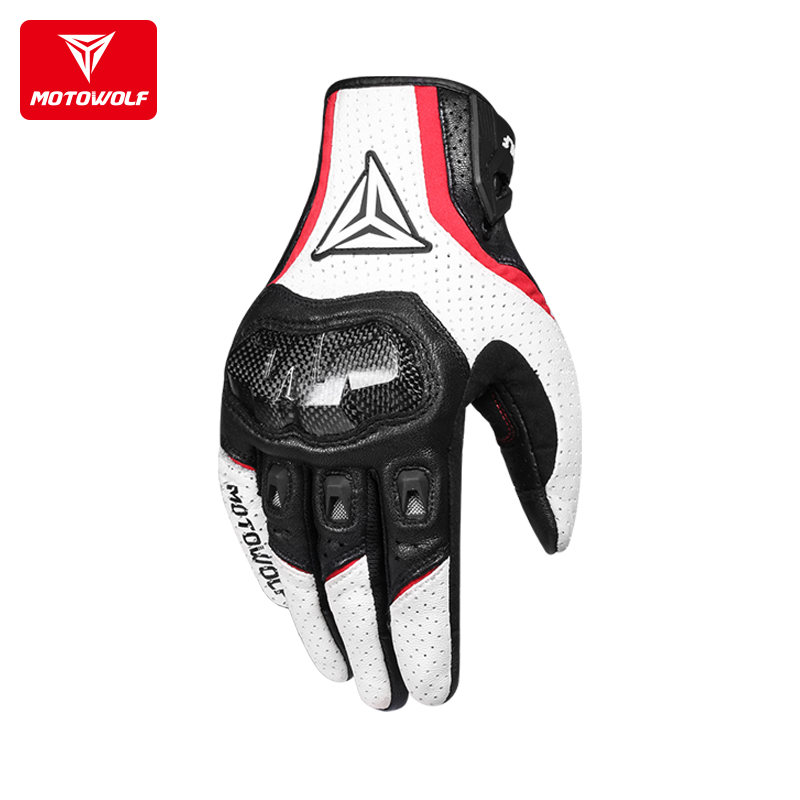 Motorcycle off-road riding men's summer real sheepskin gloves Breathable fall-proof carbon fiber motorcycle rider four seasons equipment