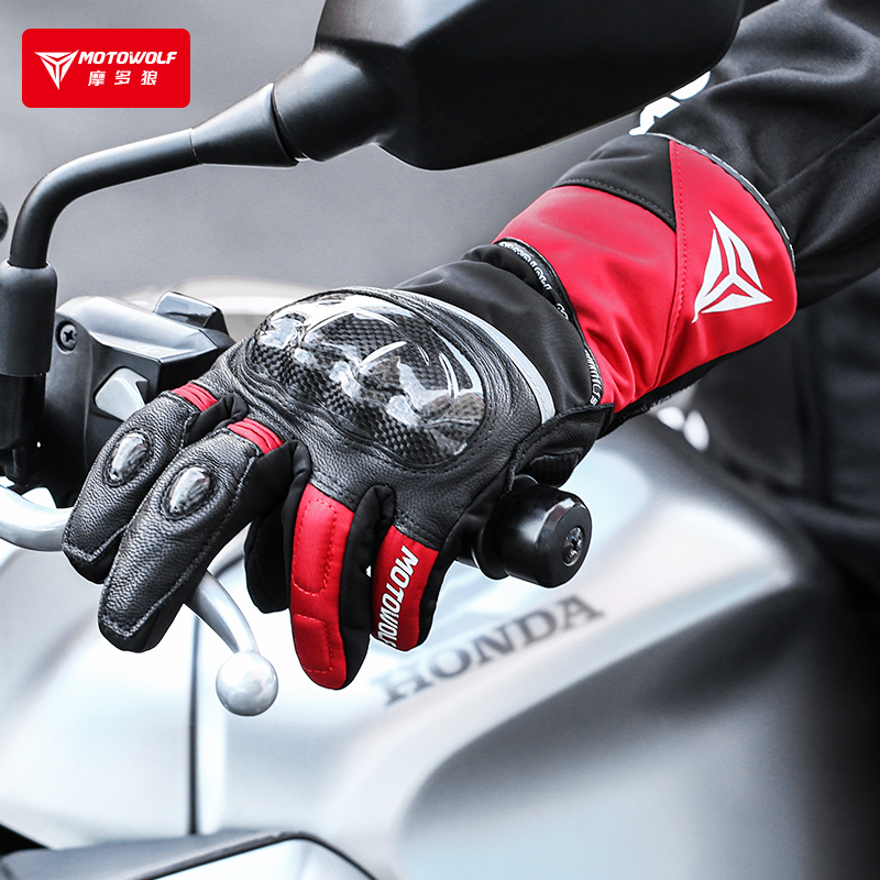 Modo Wolf Motorcycle Winter Gloves Waterproof Thickened Warm Riding Anti-Fall Anti-Cold Windshield Vehicle Riding Equipment