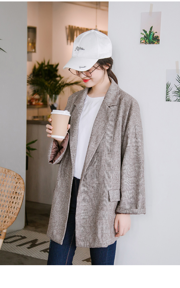 Vòng lặp thời gian 丨 韩 chic xu hướng rộng retro nhỏ phù hợp với mùa thu trench coat kẻ sọc kiểm tra áo khoác nữ áo kiểu nữ