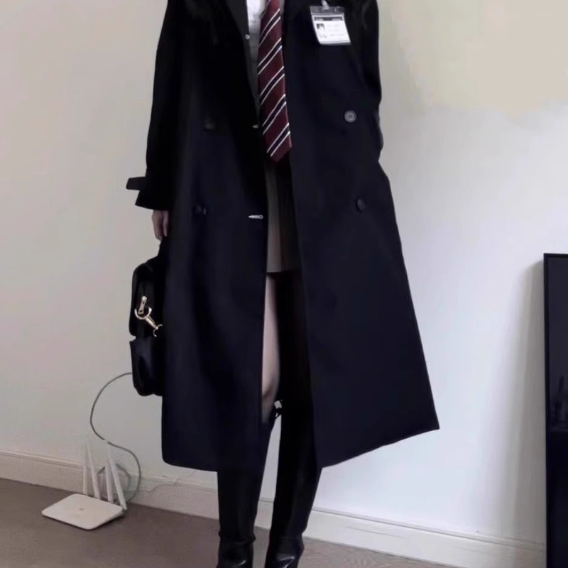 Jk Uniform Trench Coat Mid-Length College Style Loose Women's Japanese Spring and Autumn Black Coat Set 2025 New Model Jk Uniform Trench Coat Mid-Length College Style Loose Women's Japanese Spring and Autumn Black Coat Set 2025 New Model