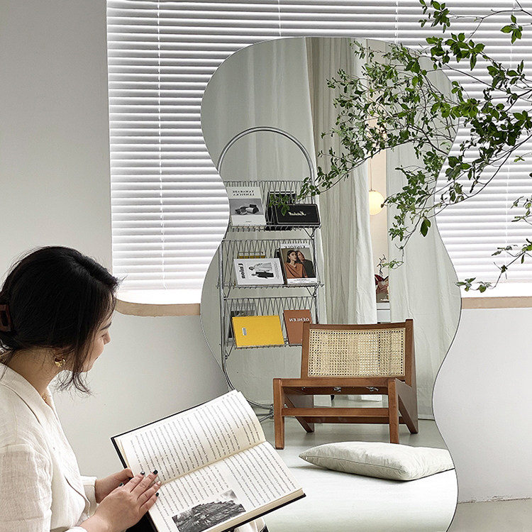 Modern minimalist ins wave mirror clothing store slimming full-body mirror home full-body mirror net red photo shaped mirror