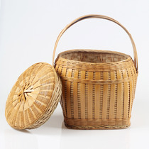 Storage basket food basket portable Blue Bamboo basket fruit basket tea basket handmade bamboo basket bamboo basket bamboo basket basket