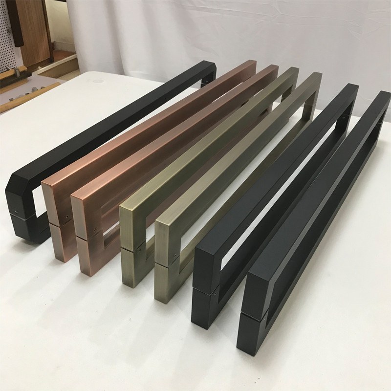 Modern glass door wood door handle thickened stainless steel pull door handle without frame door large handle black spot