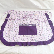 High-Grade Double cotton half-body apron Korean anti-fouling clean sleeveless apron light purple cute pastoral waist