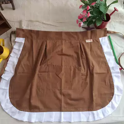 Pure cotton half-body fungus apron Kitchen dining room baking housework apron European and American pastoral style pink rouge powder