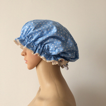 Spring summer autumn and winter Korean cute adult female double-sided cotton nightcap kitchen hat lace brim adjustable elastic band