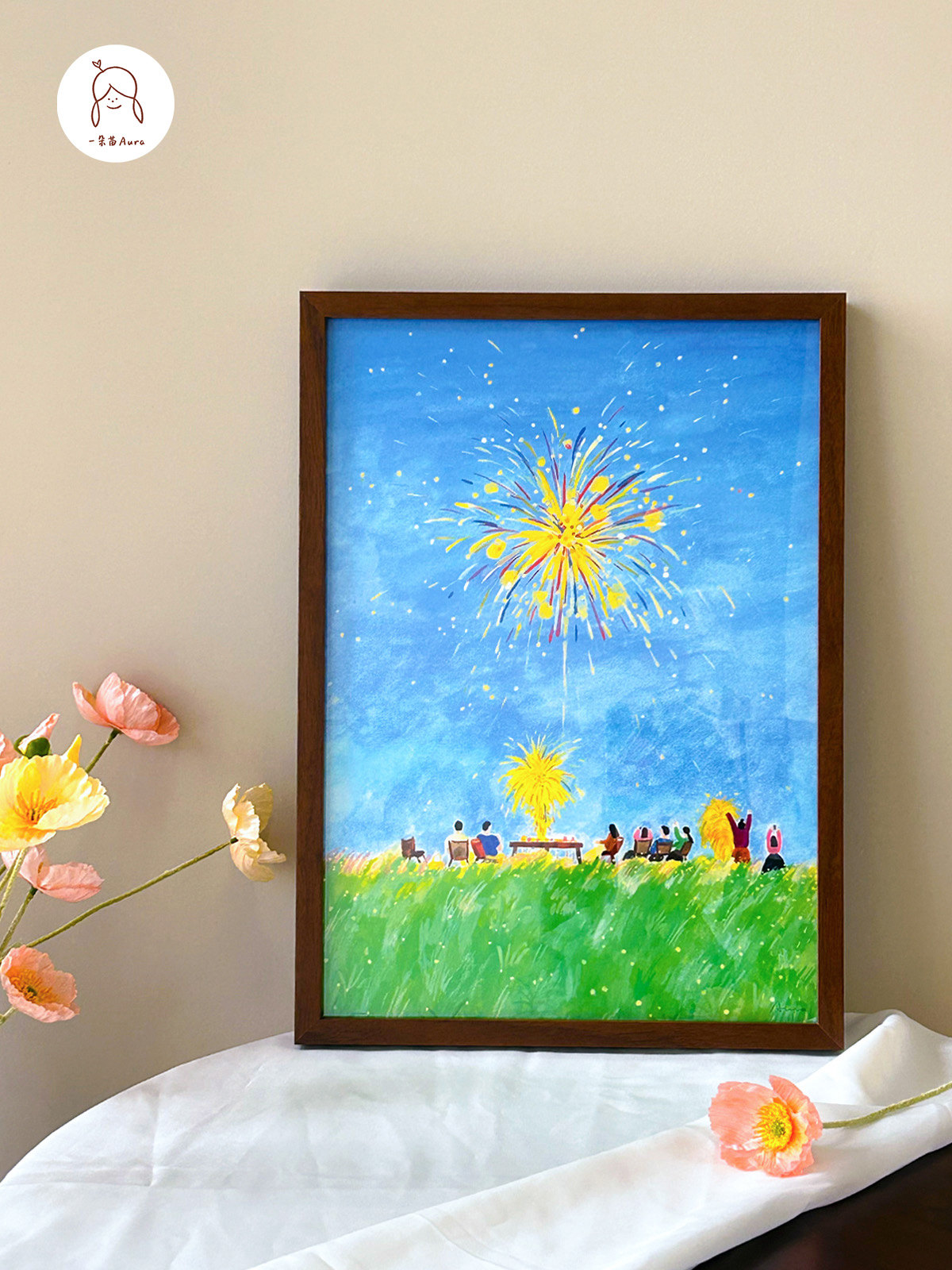 芝生花火 A3 装飾画リビングルーム書斎吊り絵画 Aura Studio