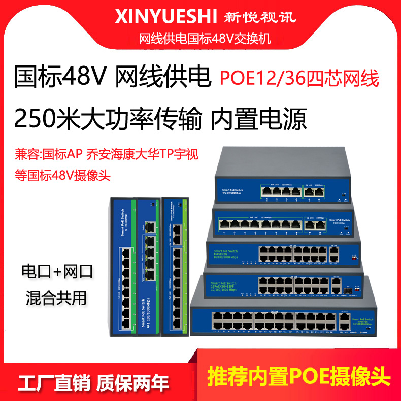 one thousand trillion standard national standard POE48V4 mouth 8 mouth 16 mouth 24 mouth net route power supply monitoring switch lightning protection US-European gauge
