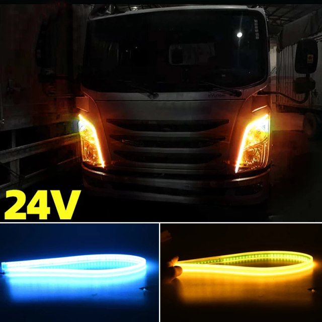 24v volt led truck daytime running light turn light flowing water guide light universal modified light bar highlight decoration