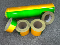 50MM yellow and green vertical pattern zebra crossing reflective warning tape power flat iron special grounding strip sticker