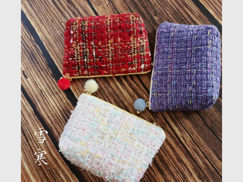 Xuehan Original Little Chanel Style Mixed Color Tweed Colorful Zipper Bag Coin Purse Lipstick Bag