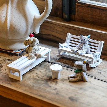 Nordic retro nostalgic wooden rocking chair micro scene arrangement photo props healing small chair desktop ornaments