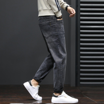 Mens jeans spring and autumn black loose straight tube mens pants 2021 autumn and winter new mens casual pants men