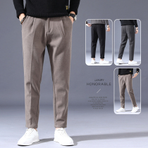 Mens pants autumn and winter New woolen trousers loose straight tube elastic corduroy mens pants middle-aged dad