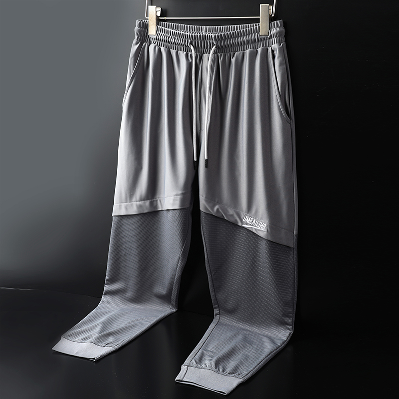 Summer Ice Silkscreen Yarn Hollowed-out Ultra Slim CASUAL PANTS MALE GATS PLUS SIZE AIR CONDITIONING HADRON TOOLING SPORTS BEAM FEET