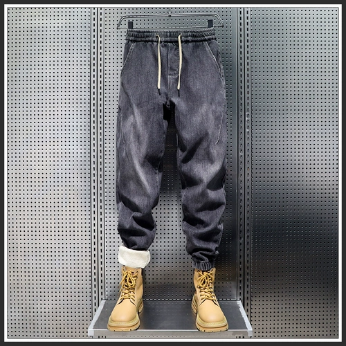 Демисезонные удерживающие тепло джинсы, утепленные штаны, оверсайз