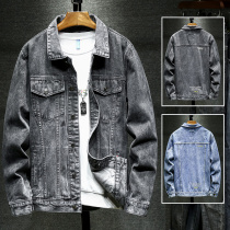 Mens spring jacket loose casual tooling trend Joker denim jacket boys spring and autumn Ruffian handsome jacket men