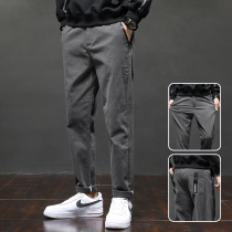 Spring and autumn long pants mens casual pants Korean version of the trend wide elastic straight tube winter tooling 2021 autumn and winter New