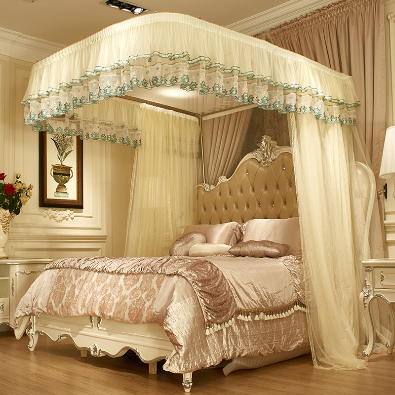 Deli Residence New Palace U-Style Track Guide Rail Mosquito Net Ground-Type Home Three Doors 1 8m Bed Double 1 5