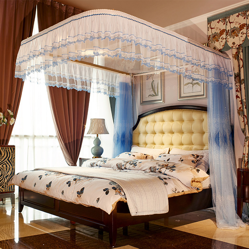 Do not hit the wall U-shaped track rail mosquito net pulley pulley three-door encryption thickened 1 5m bed double home