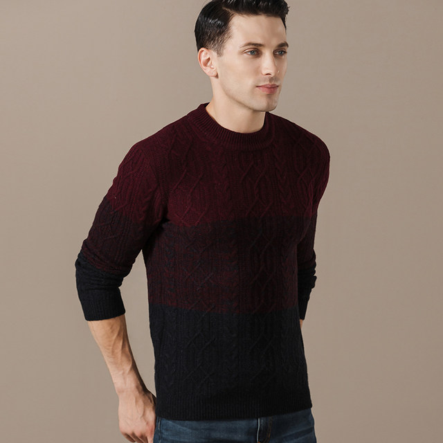 Sweater ຜູ້ຊາຍແບບເກົາຫຼີວ່າງ knitted sweater round neck thickened wool sweater in Hong Kong style trendy sweater jacket ສ່ວນບຸກຄົນ