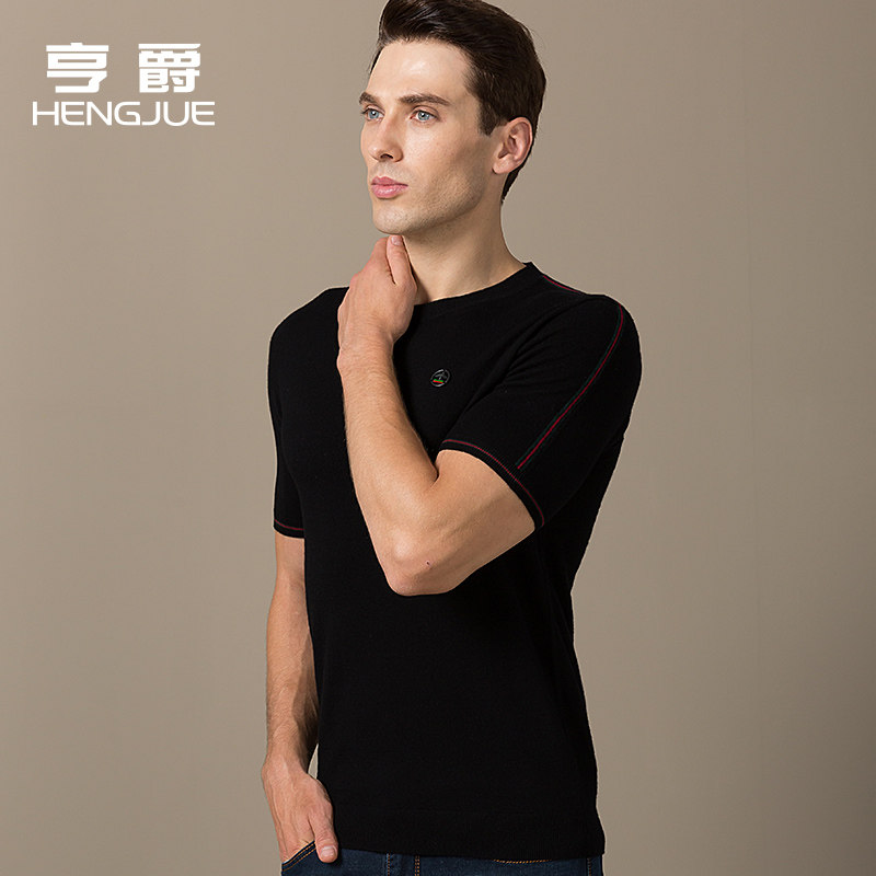 Short Sleeves Thin goat sweatshirt male half sleeve casual round collar sweater Men's Korean version of knitted sweatshirt spring and autumn season trendy sanitary clothes