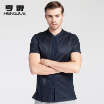 Chinese style linen short sleeve shirt mens Chinese collar National retro middle-aged Tang suit shirt summer mens name