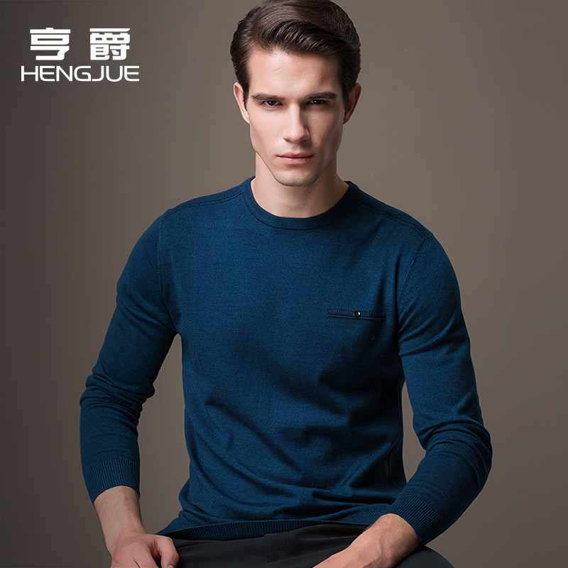 Round neck middle-aged long-sleeved T-shirt men's solid color loose middle-aged dad T-shirt Men's top thin spring and autumn