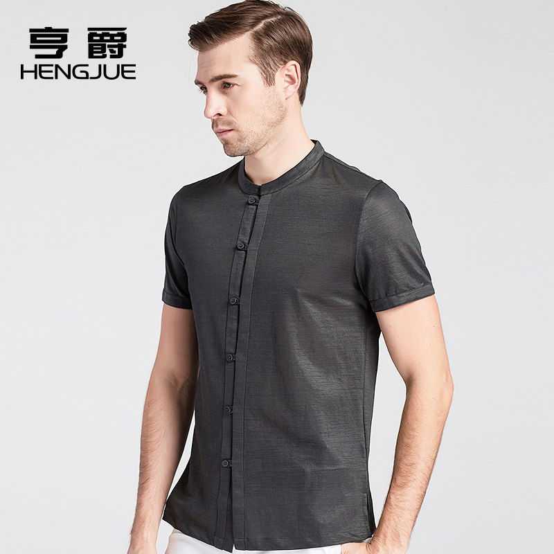 New Chinese style linen short-sleeved shirt men's Chinese ethnic vintage men's shirt middle-aged Tang dress size summer
