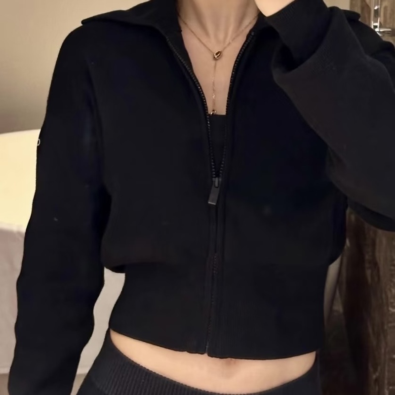 In Stock~Alo Yoga Scholar Knit Women's Knitted Short Full-Zip Jacket W4601R