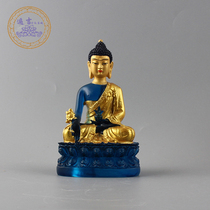 Imitation glazed medicine teacher Buddha mud gold painted small pharmacist Liuli light Tadang Tibetan tantric Buddha statue