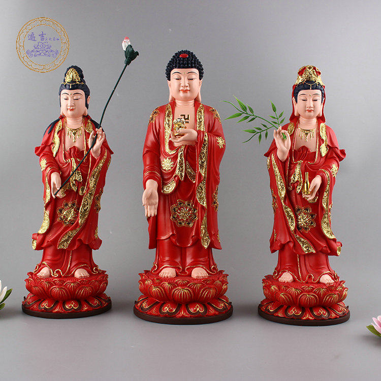 Western Sant' Buddhist statues Amitabha Buddha statue of the Buddha statue of Bodhisattva Bodhisattva to the Bodhisattva Tang Red Painted Buddha