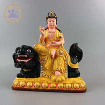 Manjusri Bodhisattva Buddha statue Manjushri Bodhisattva Buddha statue Sanxian Bodhisattva Huayan Sansheng Resin Painted Gold Buddha