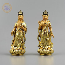 Sunlight Bodhisattva Moonlight Bodhisattva Oriental Three Saints Medicine Buddha Waiter Buddhist Resin Gilded Little Buddha Statue