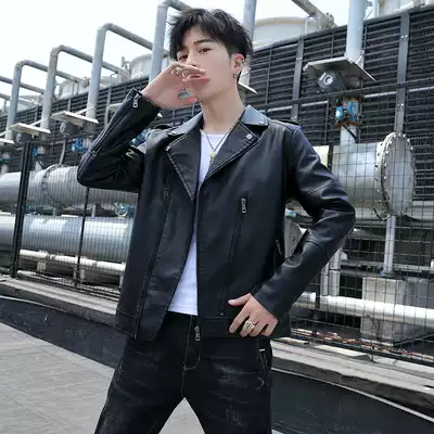 Leather jacket jacket men's 2021 Spring and Autumn new leather jacket youth Korean slim handsome casual autumn jacket