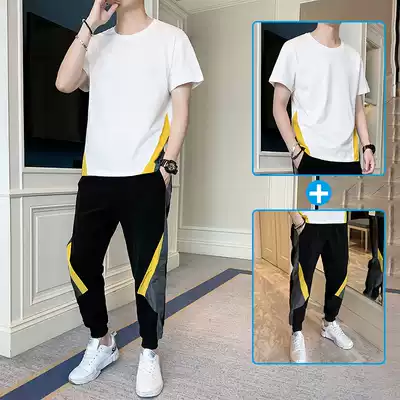 Short-sleeved men's t-shirt summer thin casual summer wear with a set of sports suits Men's trendy brand cotton T-shirt T