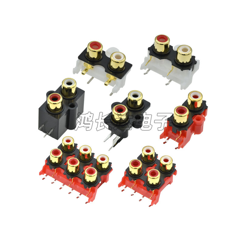 Gilded RCA socket 2 3 4 6 8 bits Signal Sound Interface Lotus socket Audio Block AV3-8 4-14-Taobao