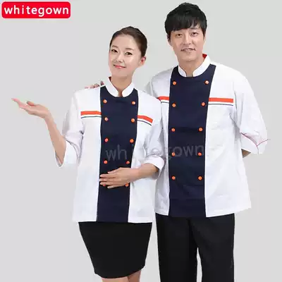 WhiteGown spring new chef uniform sleeve men and women Hotel chef kitchen kitchen work clothing