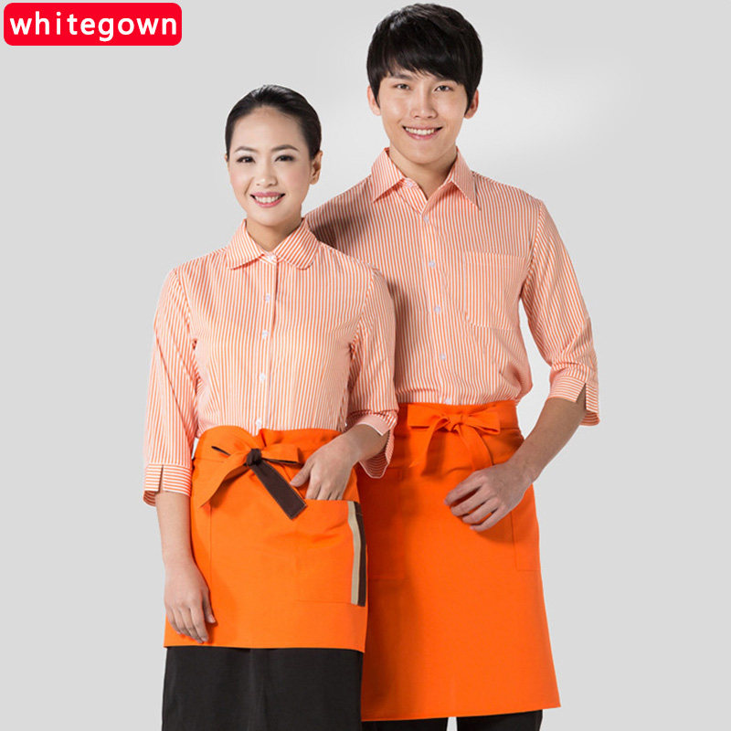 (whitegown) New hotel tooling shirt Men's and women's shirt collar work clothes overalls