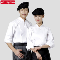 Chefs overalls long-sleeved uniforms hotel Western restaurant kitchen men and womens chefs cotton autumn and winter clothes