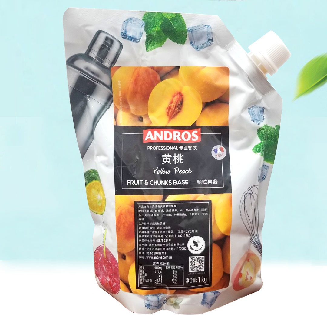 Andrews yellow peach granules filling jam bar sauce filling fruit smoothie beverage sauce 1kg