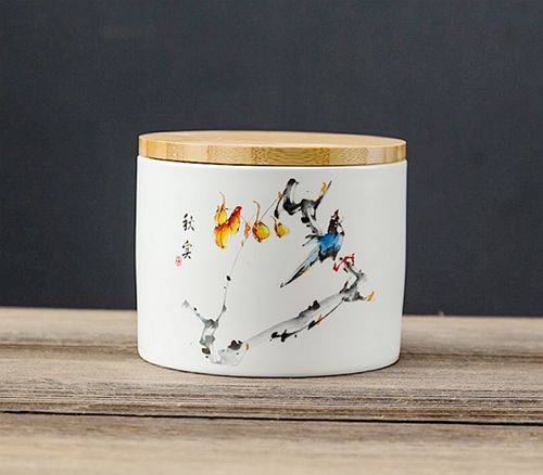 Ceramic airtight jar tobacco moisturizing jar White tea tin storage jar can be used as ashtray