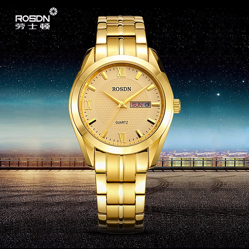 Lauston Watches Men's New Year Gift Calendar Golden Business Waterproofing for male watches National Union Po 3088